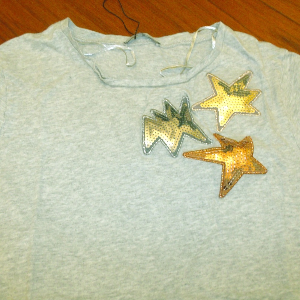 Zara Sequined Hi-Lo Tee NWOT
